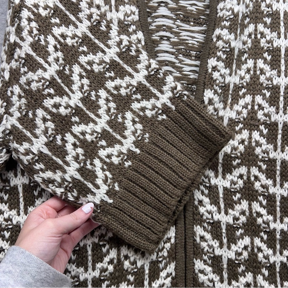 Chico's Chocolate and Ivory Knit Cardigan - Picture 3 of 10